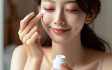 woman applying eye cream on her face
